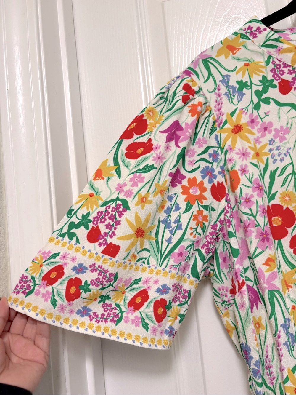 Boden Floral Midi Dress in Cream with Multicolor Print - Picture 10 of 14